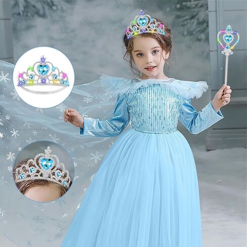 Vicloon 2PCS Light Up Princess Crown and Wands, Princess Dress Up Accessories for Little Girls Christmas Birthday in Kuwait