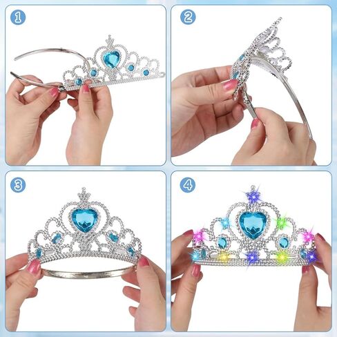 Vicloon 2PCS Light Up Princess Crown and Wands, Princess Dress Up Accessories for Little Girls Christmas Birthday in Kuwait