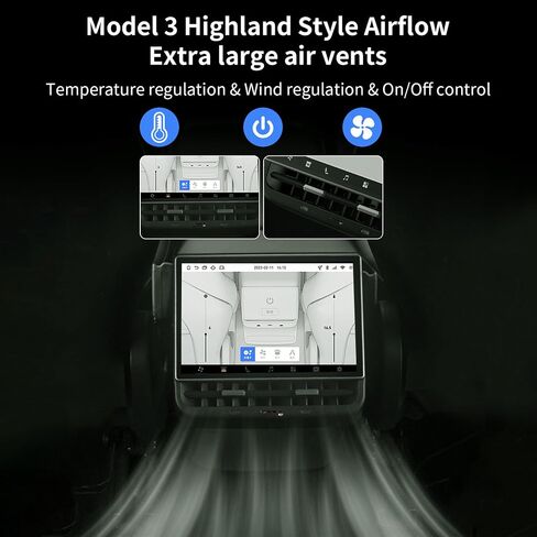 8.66 inch Rear Display Screen for Tesla Model 3 2019-2023&Model Y 2019-2024 Android 13 4G+64G Rear Entertainment Display Support Air Conditioning Control Seat Heating Qualcomm chip in Saudi Arabia
