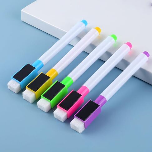 amassan 10 Pack Magnetic Dry Erase Markers with Eraser - Assorted Colors Fine Tip Whiteboard Markers for Teachers, Office & School Supplies (Includes 1 Magnetic Eraser) in Saudi Arabia