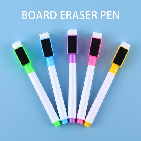 amassan 10 Pack Magnetic Dry Erase Markers with Eraser - Assorted Colors Fine Tip Whiteboard Markers for Teachers, Office & School Supplies (Includes 1 Magnetic Eraser) in Saudi Arabia