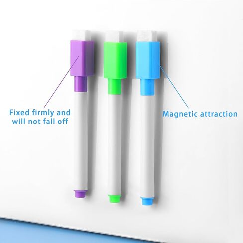 amassan 10 Pack Magnetic Dry Erase Markers with Eraser - Assorted Colors Fine Tip Whiteboard Markers for Teachers, Office & School Supplies (Includes 1 Magnetic Eraser) in Saudi Arabia
