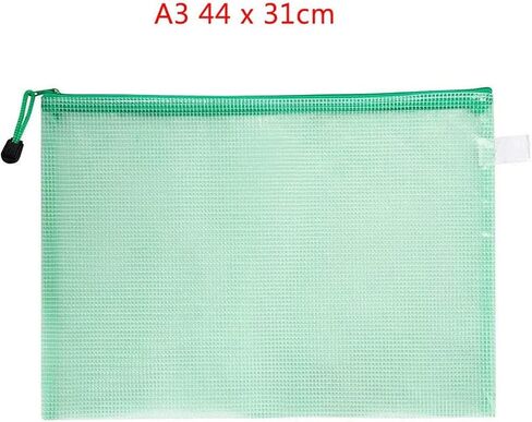 Bill Plastic Wallets Zip Lock Bags Mesh Document Wallet Document Folders Plastic Pockets Zipper File Wallet for School Office Homework Travel Storage Bags Green in Kuwait