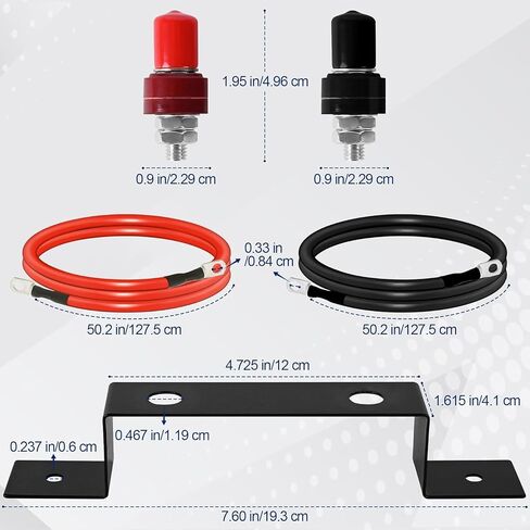 Battery Relocation Kit, Battery Jump Post Kit Heavy Duty Remote Battery Terminals Charging Post with Bracket Cable Compatible with UTV ATV Car Trucks RV Tractor Boat in Kuwait
