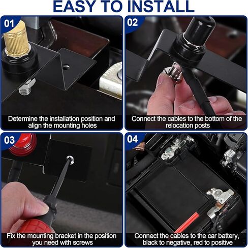 Battery Relocation Kit, Battery Jump Post Kit Heavy Duty Remote Battery Terminals Charging Post with Bracket Cable Compatible with UTV ATV Car Trucks RV Tractor Boat in Kuwait