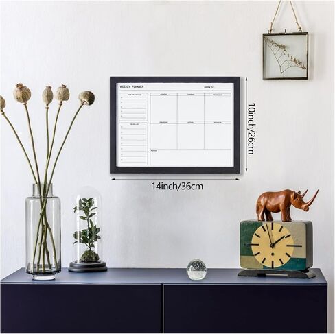 White Board Weekly Calendar Dry Erase Planner for Wall-16"X12",White Solid Wood Frame,Minimal/Modern Design, Magnetic Whiteboard Planner for to Do List, Memo, School, Home, Office, Kitchen in Kuwait