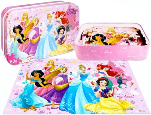 NEILDEN Jigsaw Puzzles for Kids Ages 4-8 Puzzles Packed in Tin Box 60 Pieces Learning Educational Puzzles for Children Girls and Boys, Princess in Kuwait