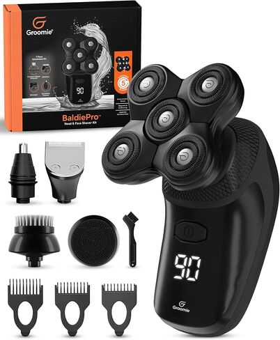 GROOMIE BaldiePro - Cordless Head Shavers for Bald Men - Comfort Head Shaver - Bald Head Care for Men - Easy Use Palm Shaver for a Smooth Bald Shave - Ergonomic Shavers for Bald heads - Balding Shaver in Saudi Arabia