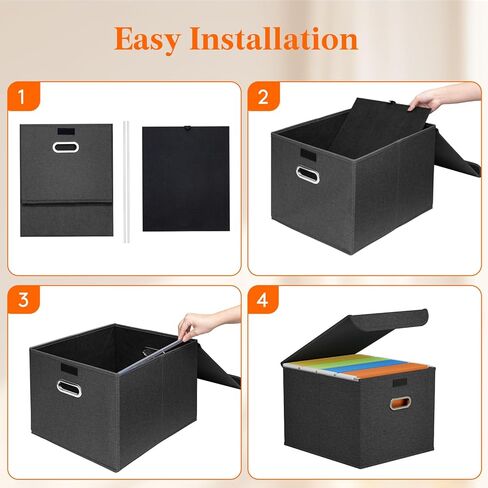 Lifewit File Organizer Box for A4-sized Hanging File Folders, Portable Storage File Boxes with Plastic Slide, File Boxes Document Storage for School, Home, Office, Folders Storage Dark Gray 2 Pack in Saudi Arabia
