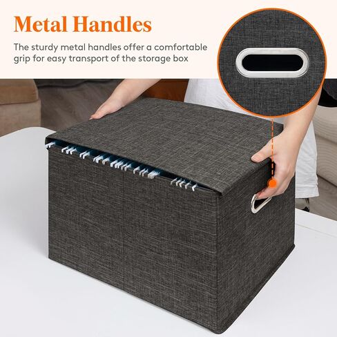 Lifewit File Organizer Box for A4-sized Hanging File Folders, Portable Storage File Boxes with Plastic Slide, File Boxes Document Storage for School, Home, Office, Folders Storage Dark Gray 2 Pack in Saudi Arabia