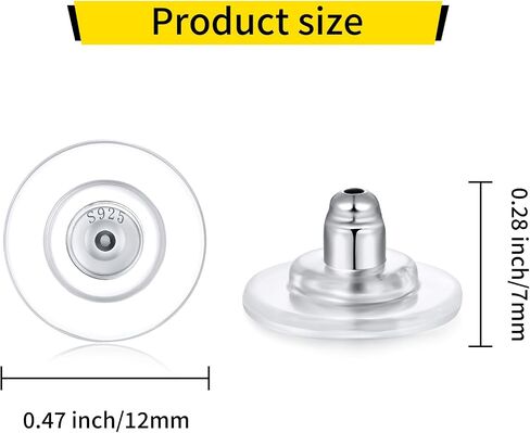 12mm Big Earring Backs, 925 Sterling Silver Locking Earring Backs Replacements, 18K Gold Earring Backs Replacements for Studs Heavy Droopy Earrings Hypoallergenice No-Irritate Secure in Kuwait