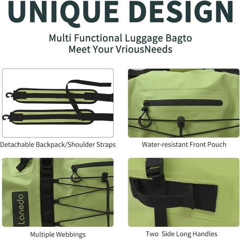 80L Waterproof Duffel Bag Large Dry Bags Roll-Top Heavy Duty Dry Duffle Bag with Durable Straps & Handles for Kayaking Paddle boarding Boating Rafting Fishing Canoeing Camping (Blue) in Kuwait