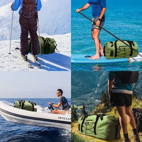 80L Waterproof Duffel Bag Large Dry Bags Roll-Top Heavy Duty Dry Duffle Bag with Durable Straps & Handles for Kayaking Paddle boarding Boating Rafting Fishing Canoeing Camping (Blue) in Kuwait