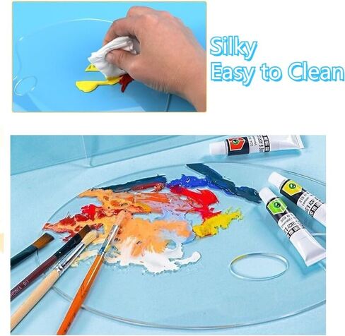 Clear Acrylic Paint Palette,Non-Stick Oil Paint Palette Oval Shaped Artist Painting Palette Mixing Palette Art Paint Tray Palettes with Protective Film for DIY Art Craft Painting (11.8X 7.9 in) in Saudi Arabia