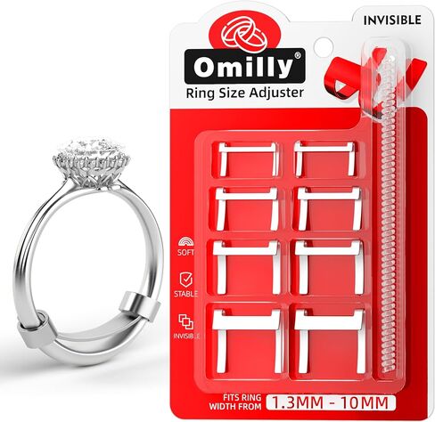Omilly Filled Metal Ring Guard for Loose Rings, Invisible Ring Size Adjuster, Fits Ring Width 1.3mm-10mm, Easy to Use, 8 Pack with 4 Sizes, Secure Fit for Women & Men-Golden in Saudi Arabia