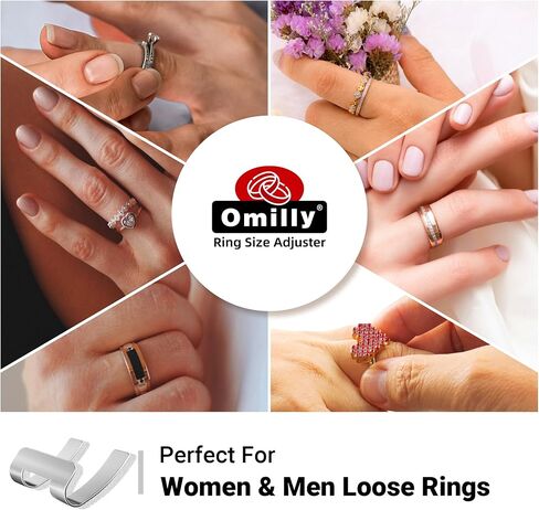 Omilly Filled Metal Ring Guard for Loose Rings, Invisible Ring Size Adjuster, Fits Ring Width 1.3mm-10mm, Easy to Use, 8 Pack with 4 Sizes, Secure Fit for Women & Men-Golden in Saudi Arabia