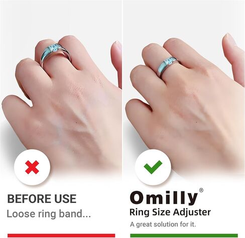 Omilly Filled Metal Ring Guard for Loose Rings, Invisible Ring Size Adjuster, Fits Ring Width 1.3mm-10mm, Easy to Use, 8 Pack with 4 Sizes, Secure Fit for Women & Men-Golden in Saudi Arabia