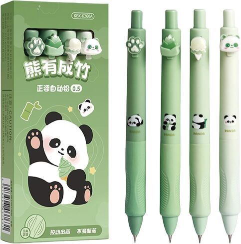 4 Pcs Cute Mechanical Pencils 0.5mm Cute Cartoon Panda Mechanical Pencil Kawaii Soft Grip Pencils School Pencil for Kids Students Girls Boys Women (Panda) in Saudi Arabia