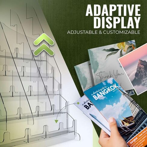 Acrylic Sticker Display Stand with Curved Pockets for Big 4'' Stickers- Brochure Holder with Customizable Space - On the Go Display Stands for Vendor Events - Ideal for Small Business Vendors (Large) in Saudi Arabia