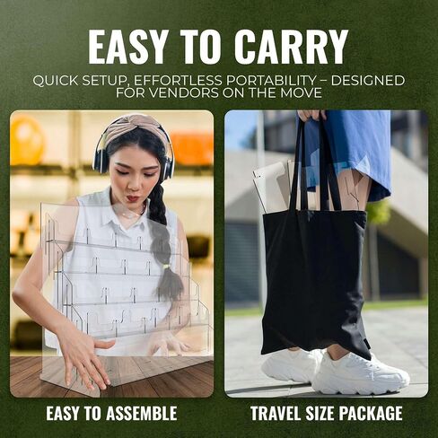 Acrylic Sticker Display Stand with Curved Pockets for Big 4'' Stickers- Brochure Holder with Customizable Space - On the Go Display Stands for Vendor Events - Ideal for Small Business Vendors (Large) in Saudi Arabia
