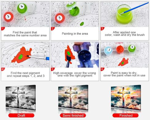 Tumovo Abstract Paint بأرقام للبالغين عبر غروب الشمس مع السحب عيد الفصح DIY الطلاء البالغ من خلال عدد مجموعات الأرقام على قماش الرسم الأكريليك بأرقام لطلاء الزيت الحرف اليدوية 16x20 في in Saudi Arabia