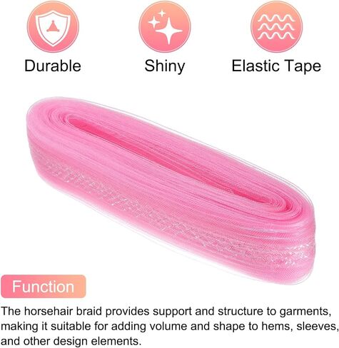 UXCELL 2.6 بوصة × 27 ياردة قاسية جديلة Horsehair مع شريط موجة مرنة لفة مرنة ل NYLON BONIT in Kuwait