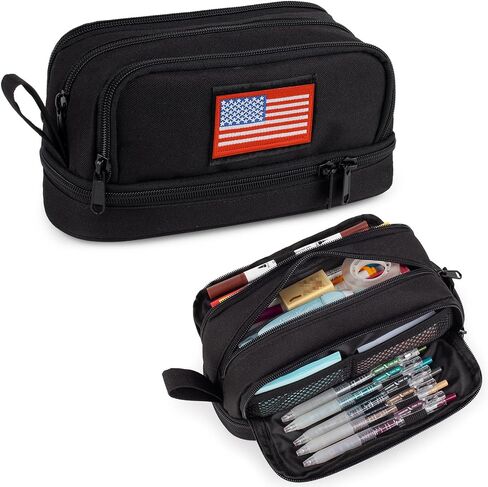 ATRIPACK Tactical 4 Compartments Pencil Case for Boys,Big Canvas Pen Pouch Bag, Large Capacity Pen Box, Tool Bag for Middle School College Office Organizer for Kids Men Women Adult Teens in Kuwait