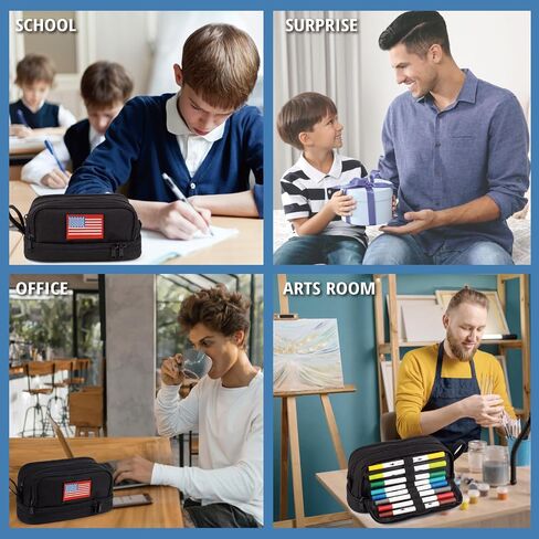 ATRIPACK Tactical 4 Compartments Pencil Case for Boys,Big Canvas Pen Pouch Bag, Large Capacity Pen Box, Tool Bag for Middle School College Office Organizer for Kids Men Women Adult Teens in Kuwait
