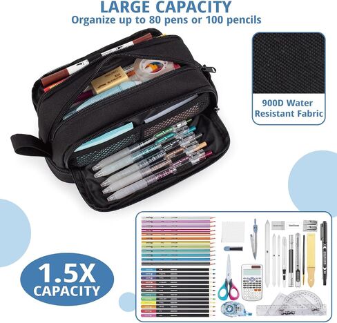 ATRIPACK Tactical 4 Compartments Pencil Case for Boys,Big Canvas Pen Pouch Bag, Large Capacity Pen Box, Tool Bag for Middle School College Office Organizer for Kids Men Women Adult Teens in Kuwait