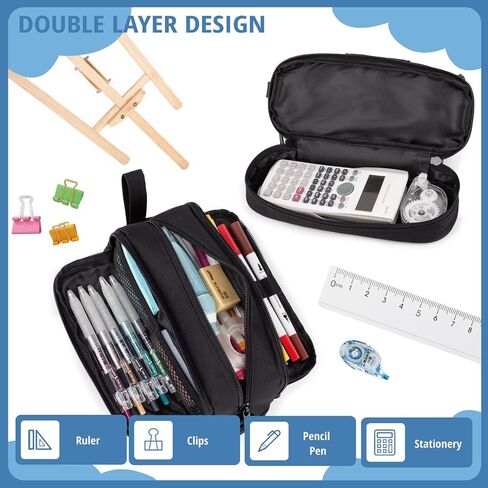 ATRIPACK Tactical 4 Compartments Pencil Case for Boys,Big Canvas Pen Pouch Bag, Large Capacity Pen Box, Tool Bag for Middle School College Office Organizer for Kids Men Women Adult Teens in Kuwait