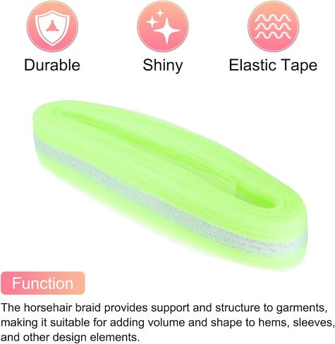 UXCELL 2.6 بوصة × 27 ياردة قاسية جديلة Horsehair مع شريط موجة مرنة لفة مرنة ل NYLON BONIT in Kuwait