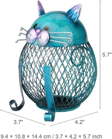 1piece Blue Cat Metal Piggy Bank-صندوق لتوفير الصدأ الصديق للبيئة الصديق للأطفال لتوفير حاوية العملات المعدنية (1) in Kuwait