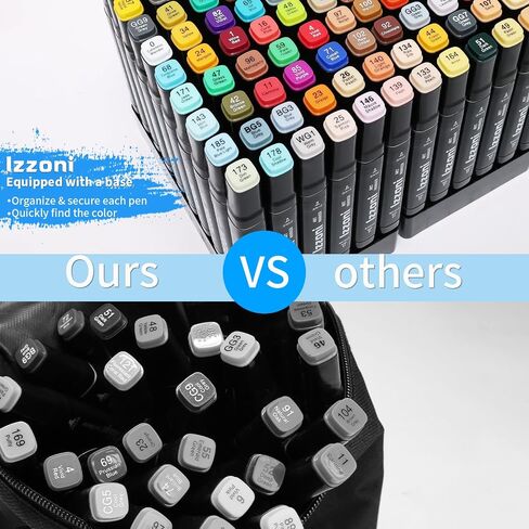 80 Colors Alcohol Markers Set, Dual Tip (Fine & Chisel) Coloring Markers, Permanent Art Drawing Marker for Kids Sketching Adult Coloring with Case and Holders (80 Colors - Black) in Saudi Arabia