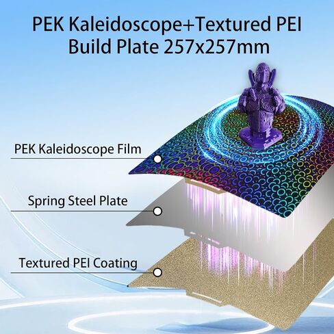 Ideaformer 3D Printer PEH PER Build Plate for Bambu Lab A1/X1C/X1/X1E/P1P/P1S, 257x257mm Spring Steel Plate, Double Sided Flexible Waterdrop PEH+Wood Grain PER Removable Platform for Bambu 3D Printers in Kuwait