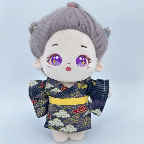 niannyyhouse 10cm 20cm Plush Doll Clothes Belt Kimono Yukata Sets Doll Dress Up (Black-20cm) in Saudi Arabia