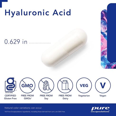 Pure Encapsulations Hyaluronic Acid - for Skin Hydration, Joint Lubrication & Joint Health* - Effective Absorption - Gluten Free - Vegan & Non-GMO - 60 Capsules in Kuwait