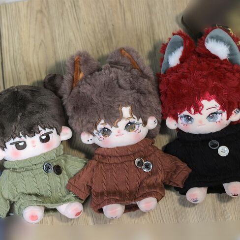 niannyyhouse 10cm-15cm 20cm Plush Doll Clothes Turtleneck Sweater Stuffed Toy Dressup (Wine Red, 10cm-15cm) in Kuwait