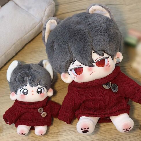 niannyyhouse 10cm-15cm 20cm Plush Doll Clothes Turtleneck Sweater Stuffed Toy Dressup (Wine Red, 10cm-15cm) in Kuwait