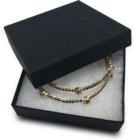 Thedisplayguys - 25 pack #34 Kraft Paper Cardboard Hife Joxes/Jewelry Cases W. حشو القطن والغطاء - أسود غير لامع - (3.9 "× 3.9" × 2.0 ") in Kuwait