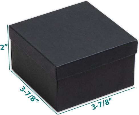 Thedisplayguys - 25 pack #34 Kraft Paper Cardboard Hife Joxes/Jewelry Cases W. حشو القطن والغطاء - أسود غير لامع - (3.9 "× 3.9" × 2.0 ") in Kuwait