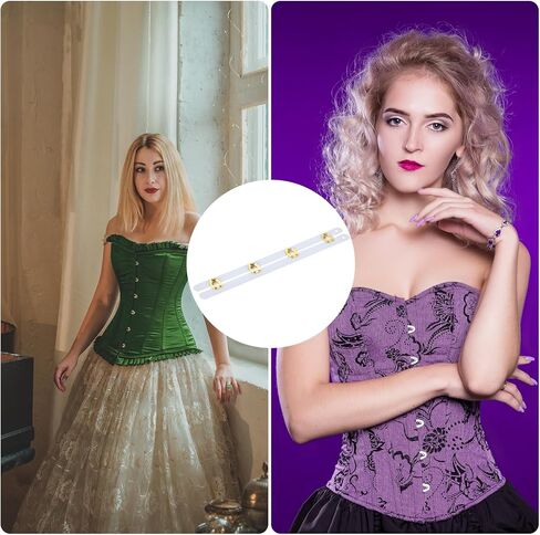 uxcell 2 Set Corset Busk, 11 Inch White Steel Boning Support with Gold Buttons Spring Steel Corset Busk Corset Boning for Sewing Corset Making Gown Wedding Dress in Kuwait