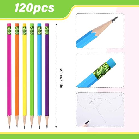 TecUnite 120 Pcs #2 HB Pencils with Eraser No 2 Unsharpened Wooden Hexagonal Pencils for Adults Gifts for School Exam art Learning Office Sketching(Rainbow Colors) in Saudi Arabia