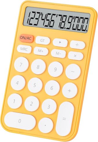 Standard Function Basic Calculator,12 Digit Large LCD Display,Bottom Antiskid,for Office, Home, School,Automatic Sleep,with Battery, yellow in Kuwait