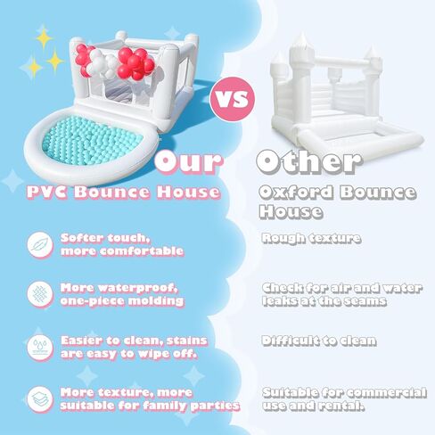 White Bounce House Toddler Bounce House, Bounce House for Kids 3-6 Mini Bounce House, Indoor Outdoor Inflatable Bounce House for Kids and Adults in Saudi Arabia
