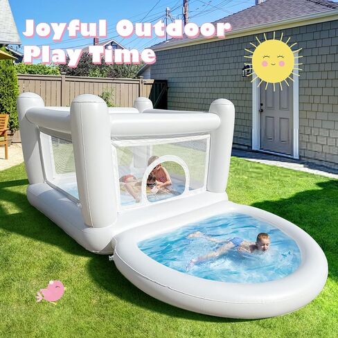 White Bounce House Toddler Bounce House, Bounce House for Kids 3-6 Mini Bounce House, Indoor Outdoor Inflatable Bounce House for Kids and Adults in Saudi Arabia