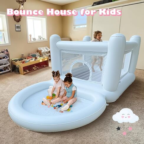 White Bounce House Toddler Bounce House, Bounce House for Kids 3-6 Mini Bounce House, Indoor Outdoor Inflatable Bounce House for Kids and Adults in Saudi Arabia