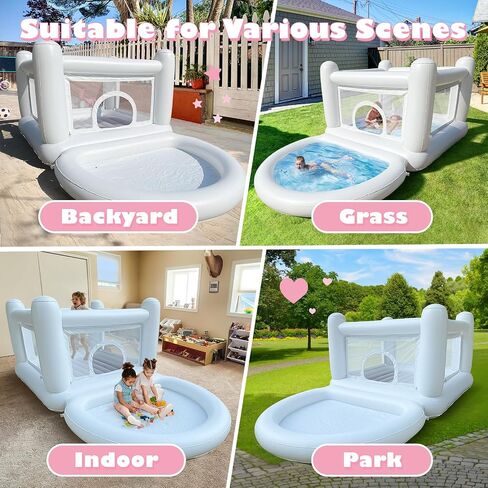 White Bounce House Toddler Bounce House, Bounce House for Kids 3-6 Mini Bounce House, Indoor Outdoor Inflatable Bounce House for Kids and Adults in Saudi Arabia