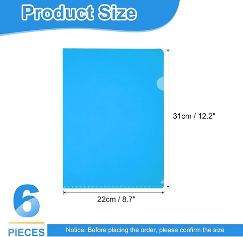 PATIKIL 6 Pack L-Type Plastic Folders, Letter Size Clear Folders for Documents Paper Sleeves Project Folder for Home Office, Light Blue in Saudi Arabia