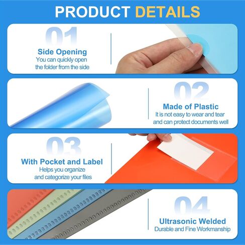 PATIKIL 12 Pack L-Type Plastic Folders, Letter Size Clear Folders for Documents Paper Sleeves Project Folder with Pocket for Home Office, Red in Kuwait