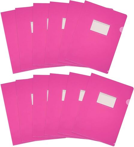 PATIKIL 12 Pack L-Type Plastic Folders, Letter Size Clear Folders for Documents Paper Sleeves Project Folder with Pocket for Home Office, Red in Kuwait